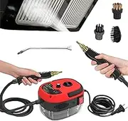 Eigoods 2500w Handheld High-Temperature Pressurized Cleaner, Kitchen Portable Steam Cleaning Machine, with Brush Heads and 1000ml Tank for Kitchen Home (Red)