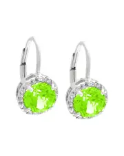 Silver 2.70 ct. tw. Diamond & Peridot Earrings