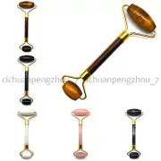 Natural Quartz/Crystal/Obsidian/Tigers Eye Face Massage Wand Roller Double Head