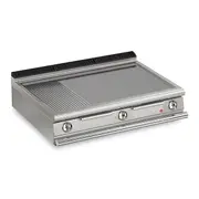 Baron 3 Burner Electric Fry Top With 2/3 Smooth 1/3 Ribbed Mild Steel Plate And Thermostat Control - 900Mm Depth - Q90FT/E1220-SI