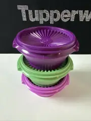 Tupperware 10oz Servalier Set of 3 Shades Of Purple And Green