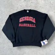 Vintage NOS Georgia Bulldogs Baseball Sweatshirt XL Jerzees NWT Black