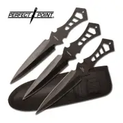 Perfect Point Throwing Knife Set W Black Stainless Steel Handle 3pc #k-tk-017-3b