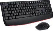 Wireless Keyboard and Mouse Combo, 2.4G Full-Size Ergonomic Black red