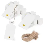 100PCS Gift Tags with String, Blank Gift Tags with Foil Heart Gift Gold