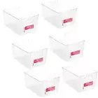 6 X Clear Plastic Storage Container Kitchen Food Fridge Pantry Organiser Large