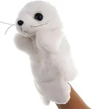 White Seal Animal Hand Puppets - Panda, Rabbit, Cat, Dog Plush Animal Decoration for Role Play Storytelling Teaching Gifts