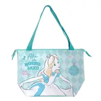 在飛比找樂天市場購物網優惠-小禮堂 迪士尼 愛麗絲夢遊仙境 皮質拼接船形手提袋 (綠菱格