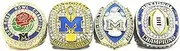 XiaKoMan Michigan 2023 Wolverines National 2024 College Football Playoff 2023 Big Ten and 2024 Rose bowl championship rings set