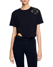 Sandro Floral Embroidery Tee