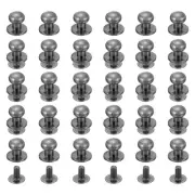 30Pcs 7mm Chicago Screws Round Head Button Leathercraft Rivets, Metallic Black