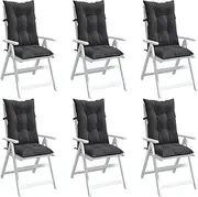 Decor Cushion Highback Chair Cushions 6 pcs Melange Anthracite 120x50x7 cm Fabric