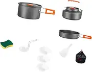 koolsoo Camping Cookware Mess Kit Frying Pot Camp Tableware Aluminum Cooking Utensils Set Cooking Pot for Home BBQ Fishing Campfire