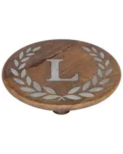 GG Collection Heritage Collection Mango Wood Round Trivet Letter "L"