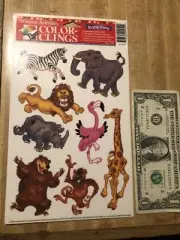 Color-Clings Static Cling Window Decoration Zoo Animals Zebra Giraffe Lion Bear