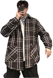 [PLANIFLEX] CSCDD Plaid Large Jacket Men's Coat Spring Autumn Plaid Loose Top Trend Large Winter Military Jackets Fall