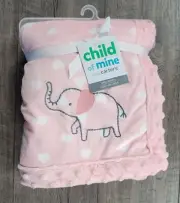 New Child Mine Carter's Sherpa Pink White Heart Elephant Blanket