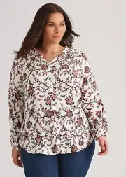 BNWT Size 20 AUTOGRAPH Long Sleeve Pintuck Shirt Feminine Jacobean Top