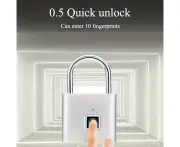 1pc Mini Keyless USB Rechargeable Smart Fingerprint Padlock, Security Door Lock For Suitcase Luggage Silvery