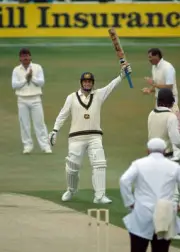 Mark Taylor of Australia acknowledges the crowd after comple- Old Cricket Photo