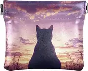 [YXYZRMY] Cat Back Sunset Sky PU Leather Squeeze Coin Purse, Coin Pouch Change Holder for Women Men, Mini Portable Cosmetic Bags for Women, Multi-colored, one size, Multi-style, Multi-colored, one size