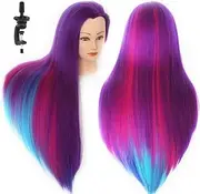 Riksam Training Head 26" Mannequin Head Hair Styling Manikin Cosmetology Doll Head Synthetic Fiber Hair Hairdressing Training Model Free Clamp