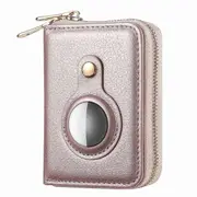 RFID Blocking Card Holder PU Leather Zipper Wallet with Built-in Case for Apple AirTag