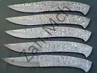 LOT OF 5 Custom Hand Made FULL TANG Damascus Steel Blank Blades Knife