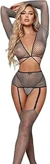 [Generic] Lingerie for Women Sexy Long Sleeve Mesh Lingerie Long Sleeve Crop Top Sheer Set