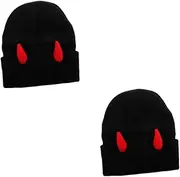 [WOFASHPURET] Devil's Horn Knitted Hat Mini Bunny Ears Bunny Ears for Crafts Hard Hat Cloth Rabbit Ear Mini Rabbit Ear for Craft Rabbit Ears Head DIY Twisting Rod Goth Hats Acrylic Black