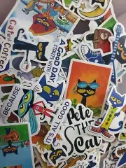 PETE THE CAT Stickers 25 pk Children's Book Groovy Blue Cat Assorted NO DUPES