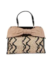 Patent Snakeskin Aphrodite Bow Top Handle Bag