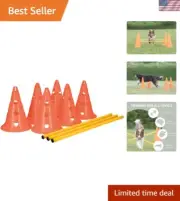 Dog Agility Hurdle Cone Set – Indoor/Outdoor Adjustable Crossbar for All Breeds