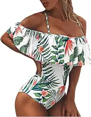 Swimwear Women Bikini Beach Wear Bathing Suit Sexy Sling Plus Size Push Up Padded Mesh Splicing Bikini One Piece Swimsuit
