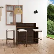 4 Piece Garden Bar Set with Cushions Brown vidaXL