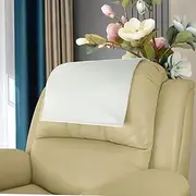 [AmazeCov] Soft Velvet Non Slip Recliner Headrest Protector, Headrest Cover for Recline Chair,Lazy Boy Headrest Cover, Head Protector for Sofa,Theater Seat, Home & Office Chair 17x27, Ivory
