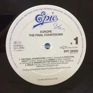 絕版碟 硬搖滾 流金 Europe The Final Countdown 12寸黑膠LP