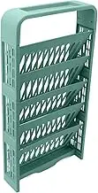 5 Tier Bookshelf Plastic Storage Rack, Adjustable Book Organizer Shelf for Home Office, Floor Standing Bookcase with Removable Dividers, 70.6 x 36.7 x 9.8 cm (Green)