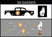 Hot Wheels(1/64),55 Gasser"Bundy Rum 2" Waterslide,Printed White First,Decals