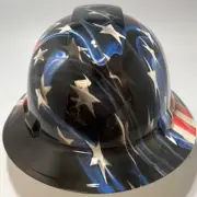 New Full Brim Hard Hat Custom Hydro Dipped SKYLINE AMERICAN FLAG