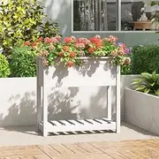 Raised Garden Bed, Elevated Planter Box Plant Container with Shelf White 82.5x34.5x81 cm Solid Wood Pine