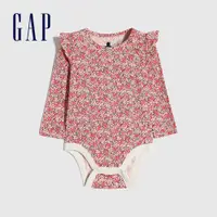 在飛比找蝦皮商城優惠-Gap 嬰兒裝 創意愛心印花長袖包屁衣-粉色碎花(65014