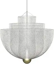 Metal Grid-Shaped Hanging Light, Creative Light Luxury Ceiling Pendant Lamp, Nordic Style Chandelier, Iron Lampshade, Villa Living Room Decoration Lighting Fixture