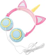 COHEALI 1Pc Unicorn Headset for Glowing Over Ear Headphones with Cartoon Design Lightweight Flexible Compatible with Smartphone Tablet Computer Present