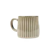 High-Fired Ceramic Stoneware Ribbed Stripe Mug 460ml Matt EARTHY BROWN