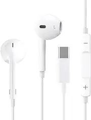USB C Headphones, Wired HiFi Stereo Earphones with Microphone & Volume Control, Compatible with iPhone 15 16 Pro Max Plus Pixel 6 6a 7a 9 8 5 iPad Samsung S23 FE S22 OnePlus 9 8 Android Phone(White)