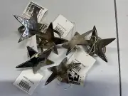Set of 6 Silver Star Shape Hammered Metal Napkin Rings Made in India