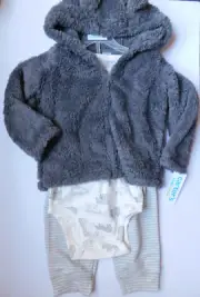 Toddler Boys 24 Month Gray Bears Outfit Bodysuit Pants & Jacket