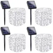 White 4-Pack 160FT 400 LED Solar String Lights, Solar Fairy Lights Outdoor Wa...