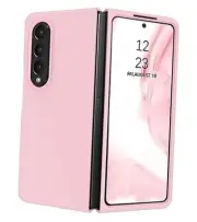 for Galaxy Z Fold 4 Case, Soft Silicone Gel Rubber Bumper Slim Hard Pink Sand